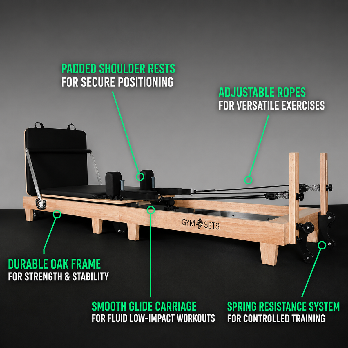GymSets Studio Oak Reformer Pilates Machine